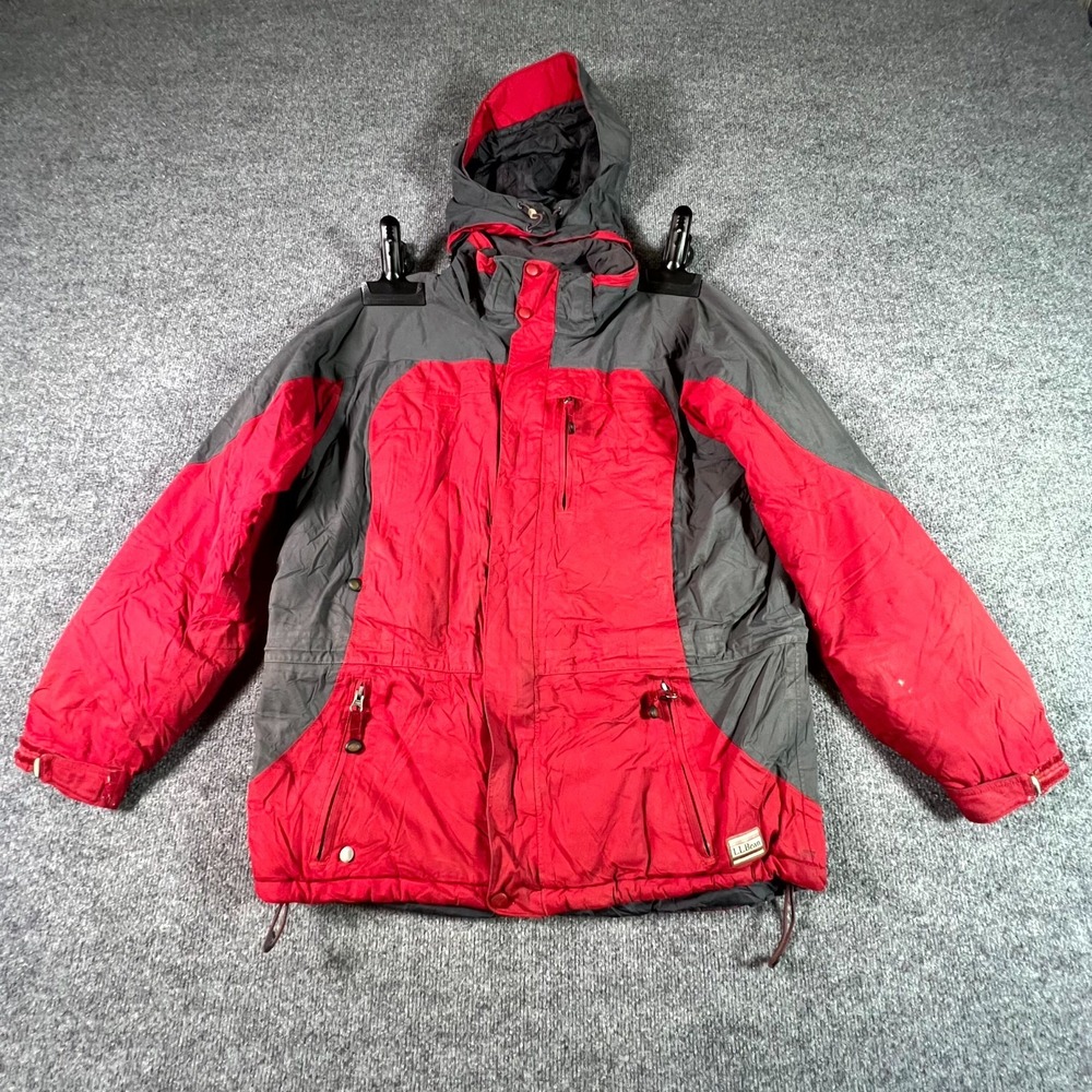 Vintage L.L.Bean Ski Jacket Men's M Reg Red Gray Snowboard Winter Hiking Retro